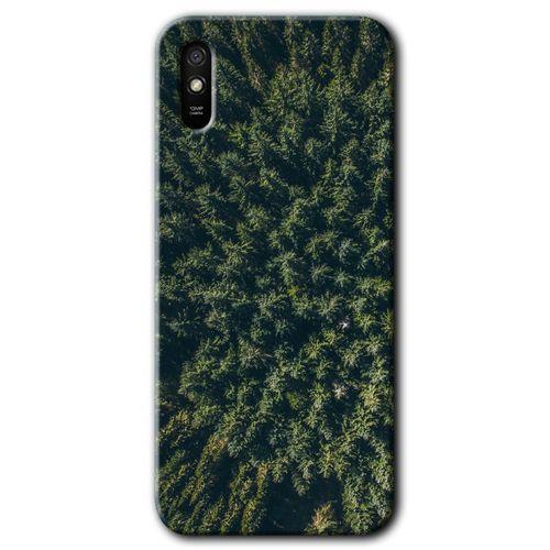 MRCİLETİSİM Xiaomi Redmi 9A Kılıf HD Desen Baskılı Arka Kapak+Temperli Cam - Çam Ağacı Ormanı