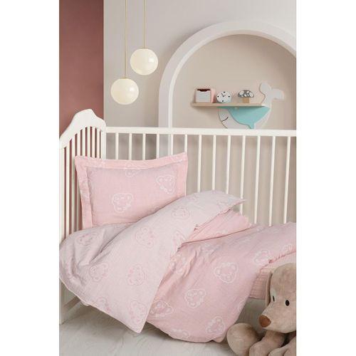 Kanz Jakarlı Müslin Bebek Nevresim Takımı Knz-013 Bear Pembe