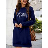 Kadın Uzun Kollu Bisiklet Yaka Kısa Viskon Iki Iplik Elbise