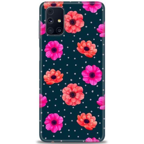 Samsung Galaxy M31S Kılıf HD Baskılı Kılıf - Puantiye ve Çiçekler + Tam Ekran Koruyucu