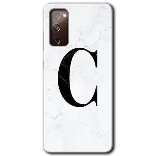 Galaxy S20 FE Kılıf HD Desen Baskılı Arka Kapak - Beyaz Mermer Desenli C Harfi + Kırılmaz Cam