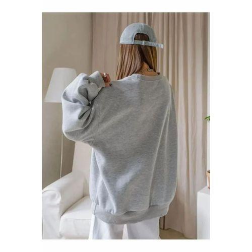 Düz Bisiklet Yaka Sweat - Gri