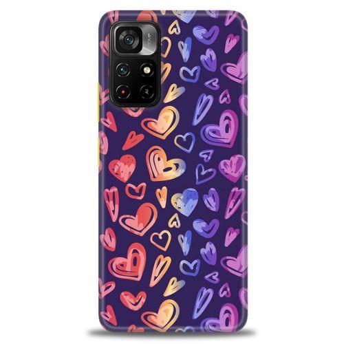 Xiaomi Redmi Note 11 Pro Plus Kılıf HD Baskılı Kılıf - Renkli Kalpler + Tam Ekran Koruyucu