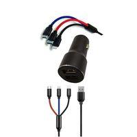 Çoklu Hızlı Şarj Kablosu ve Seyahat Araç Şarj Soketi Type-C Mikro İphone Uyumlu 1.2 Metre 3A