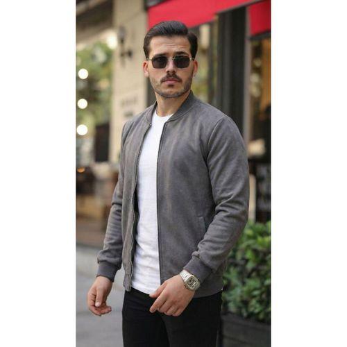 Erkek Scuba Süet Kumaş Bomber Hırka