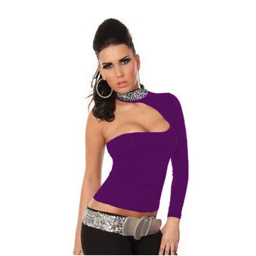 B101432 Pul Payet Aksesuarlı Bluz