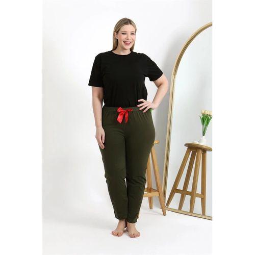 Kadın Pamuklu Büyük Beden Alt Pijama Haki