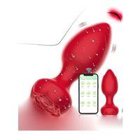 Telefon Kontrollü Full Covered Rubber Rose Anal Plug – Kırmızı