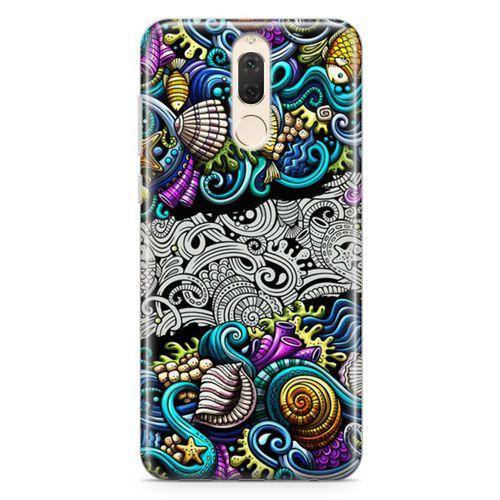 Huawei Mate 10 Lite Kılıf Deniz Mahsulleri Doodle Arka Kapak Koruma Desenli Full Koruyucu
