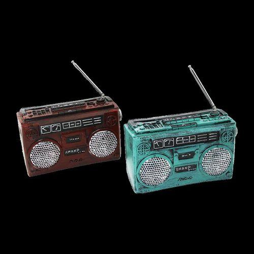Vintage Radyo Dekoratif Reçine Kumbara 17x17x5.5 cm