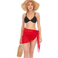 Kadın Kırmızı Transparan Belden Bağlamalı Pareo