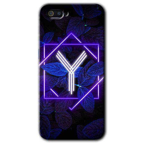 Realme C2 Kılıf HD Desen Baskılı Arka Kapak - Dark Neon Yaprak Y Harfi