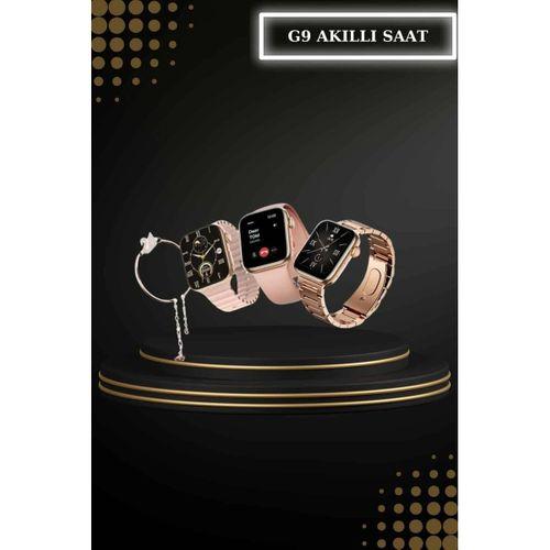 Wireless Şarjlı Pembe Akıllı Saat Ve Kablosuz Bluetooth Kulaklık Dokunmatik Kontrol