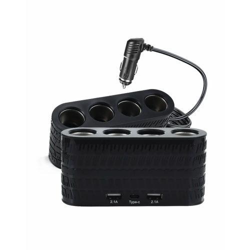 Araç Çakmak Çoklayıcı 4 Çıkışlı 2 Usb Ve Type C Girişli Çok Fonksiyonlu Şarj Ünitesi