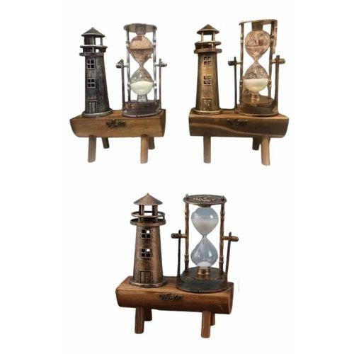 Hediyelik Eşya Retro Deniz Fenerli Kum Saati Ahşap Görünümlü Dekoratif Eşya