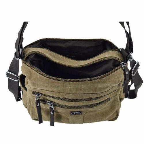 Ççs 31319 İki Bölmeli Kanvas Kadın El ve Omuz Çanta Kahve