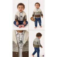 6/24 Ay Triko Hırkalı Tişörtlü 4 Parça Bebek Takımı