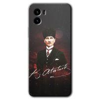 MRCİLETİSİM Vivo Y15s Kılıf HD Desen Baskılı Arka Kapak + Temperli Cam - Kemal Atatürk