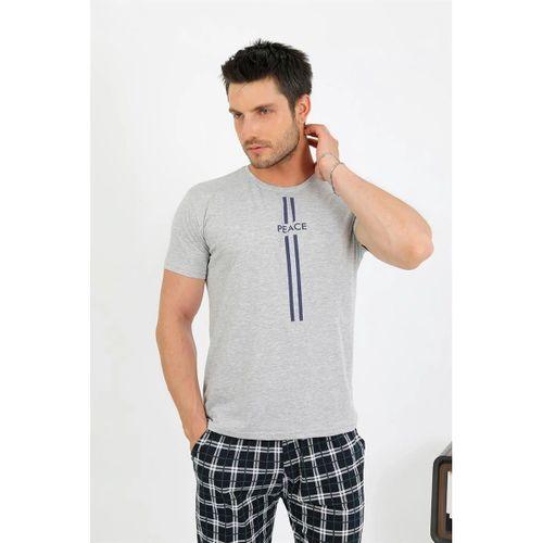 Erkek Pamuk Kısa Kol Pijama Takım Gri