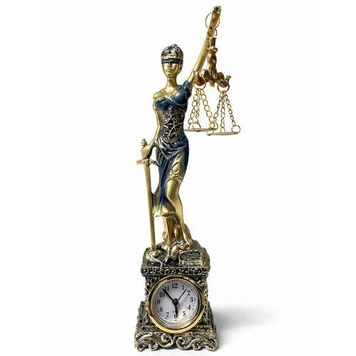 26x7 Cm Polyester Saatli Adalet Figürü