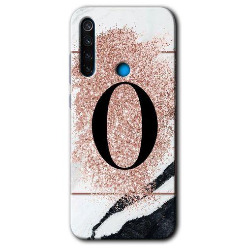 Xiaomi Redmi Note 8T Kılıf HD Desen Baskılı Arka Kapak + Temperli Cam - Pembe Mermer Desenli Ö Harfi