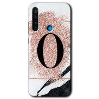 Xiaomi Redmi Note 8T Kılıf HD Desen Baskılı Arka Kapak + Temperli Cam - Pembe Mermer Desenli Ö Harfi