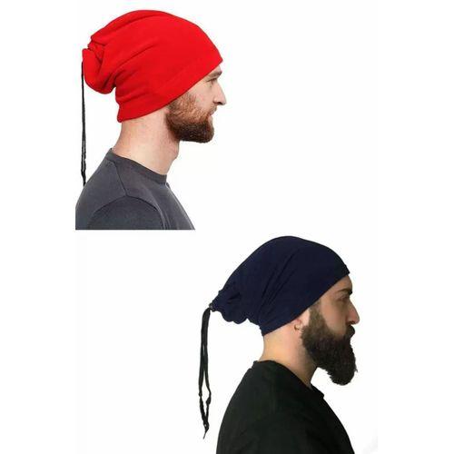 2 Adet Polar İpli Bere ve Boyunluk Kırmızı Lacivert