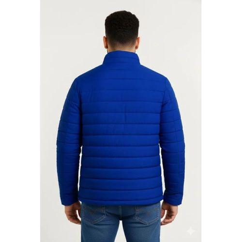 Erkek Mikro Su İtici Kapitone Baskılı Astarlı Fermuarlı Bomber Mont - Saks Mavisi