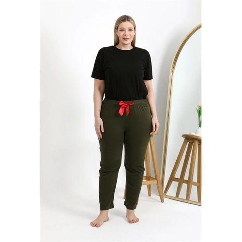 Kadın Pamuklu Büyük Beden Alt Pijama Haki