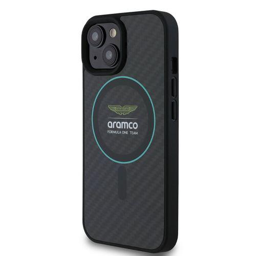 Apple iPhone 15 Kılıf Aston Martin Orjinal Lisanslı M-safe Şarj Özellikli Renkli Halka ve Karbon Fiber Tasarımlı Kapak