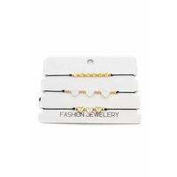 3'Lü Kalp İp Bileklik - Altın