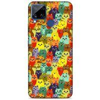 Lopard Oppo Realme C15 Uyumlu Kılıf Kediler (38) Neo Hybrid Kılıf Mor