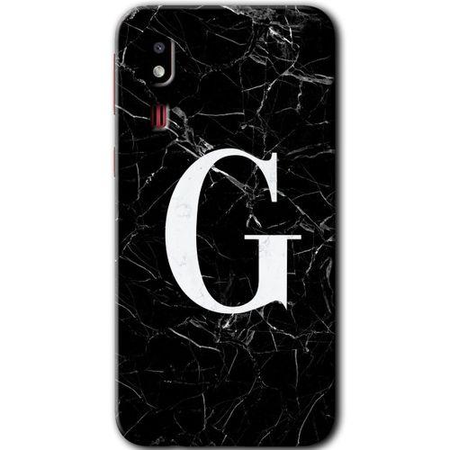 Potkal Hediye Fabrikası Samsung Galaxy A2 Core Kılıf HD Desen Baskılı Arka Kapak - Siyah Mermer Desenli G Harfi