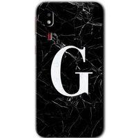 Potkal Hediye Fabrikası Samsung Galaxy A2 Core Kılıf HD Desen Baskılı Arka Kapak - Siyah Mermer Desenli G Harfi