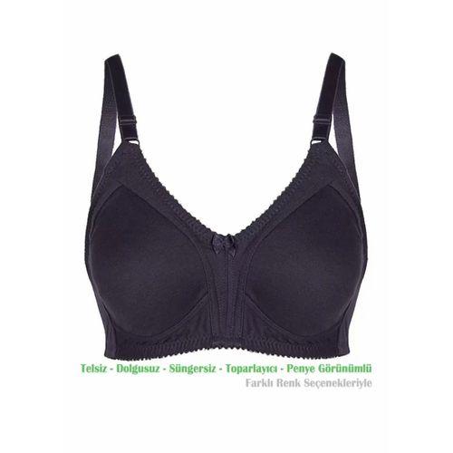 Alışveriş Meydanı Kadın Siyah Penye Pamuk Toparlayıcı Küçültücü Balensiz Sütyen