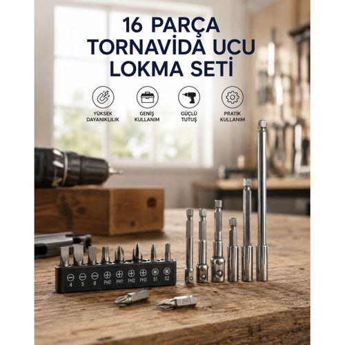 16 Parça Bits, Adaptör Ve Tornavida Ucu Seti