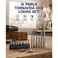 16 Parça Bits, Adaptör Ve Tornavida Ucu Seti