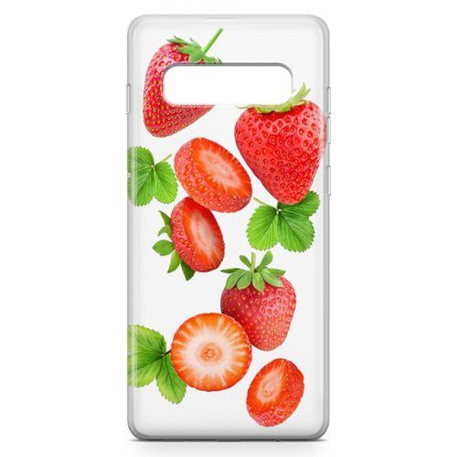 Samsung Galaxy S10 Kılıf Çilek Reçeli Arka Kapak Koruma Desenli Full Koruyucu