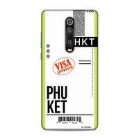 Xiaomi Mi 9T Pro Kılıf Uçak Bileti Phuket Arka Kapak Koruma Desenli Full Koruyucu