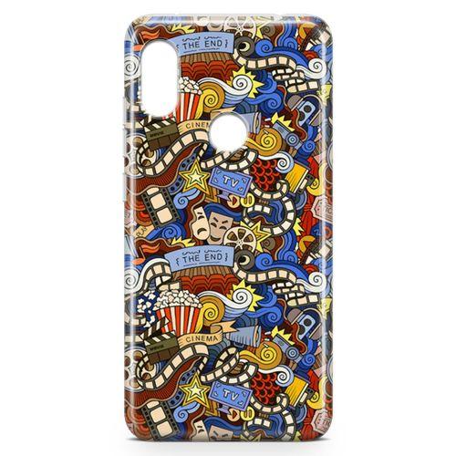 Xiaomi Redmi Note 6 Pro Kılıf Doodle Sinemasever Arka Kapak Koruma Desenli Full Koruyucu