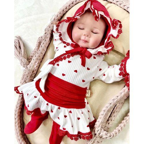 Kalp Desenli Dantel İşlemeli Hastane Çıkışı