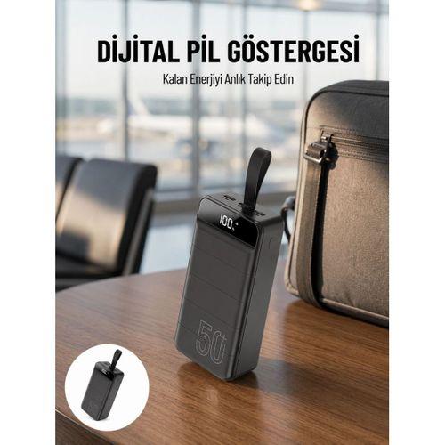 Powerbank 50.000 Mah Dijital Göstergeli Taşınabilir 4 Portlu Hızlı Powerbank Yeni Nesil