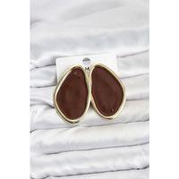 Pirinç Kahverengi Mineli Damla Model Vintage Plaka Kadın Küpe