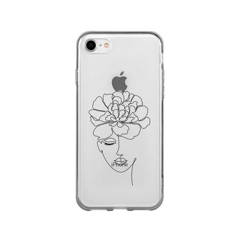 iPhone 8 Flower Women Art Desenli Premium Şeffaf Silikon Kılıf