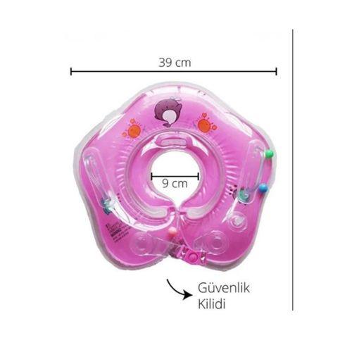Deniz Havuz Emniyet Kilitli Bebek Yüzme Boyun Simidi Pembe
