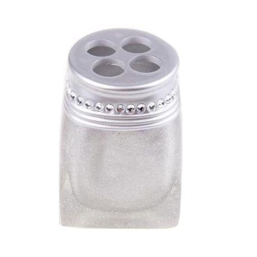 2 Adet Diş Fırçalık Kristal Taşlı Gümüş Poliresin 7X7X10Cm Banyo Seti