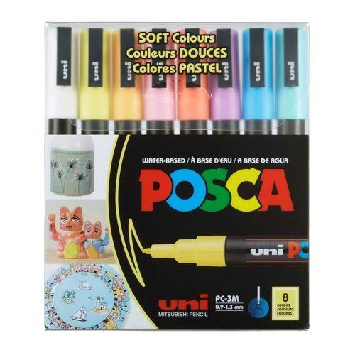 UNİBALL POSCA ( 0.9-1.3 ) SU BAZLI POSTER MARKÖRÜ ANA RENKLER 8 'Lİ SET