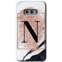 Potkal Hediye Fabrikası Samsung Galaxy S10e Kılıf HD Desen Baskılı Arka Kapak - Pembe Mermer Desenli N Harfi