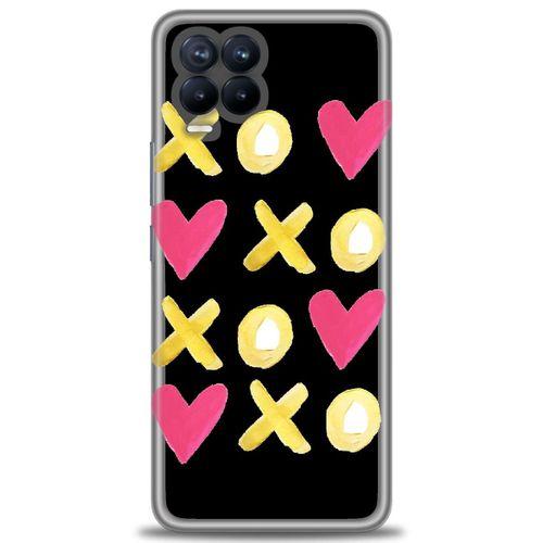 Realme 8 Kılıf HD Baskılı Kılıf - XOXOXO + Tam Ekran Koruyucu