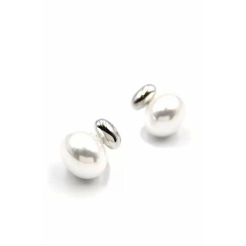 Oval İnci Küpe - Gümüş